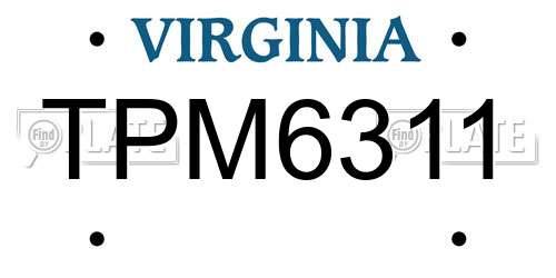TPM6311 Virginia License Plate