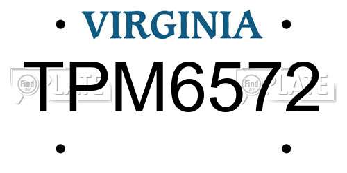 TPM6572 Virginia License Plate