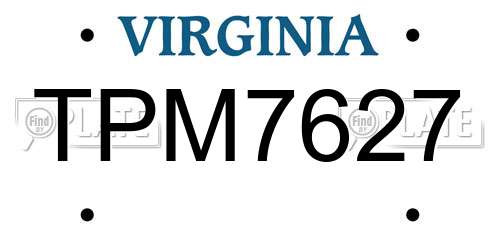 TPM7627 Virginia License Plate