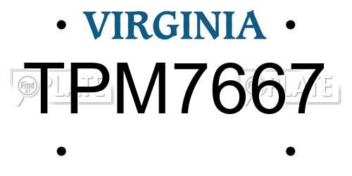 TPM7667 Virginia License Plate