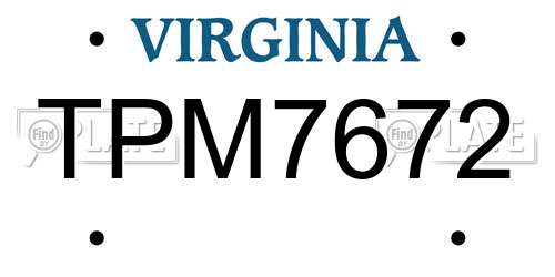 TPM7672 Virginia License Plate