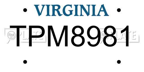 TPM8981 Virginia License Plate