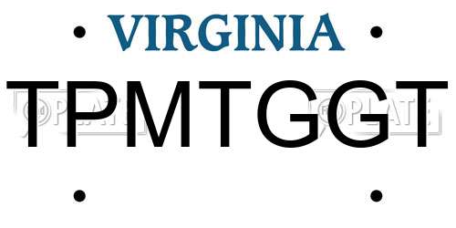 TPMTGGT Virginia License Plate