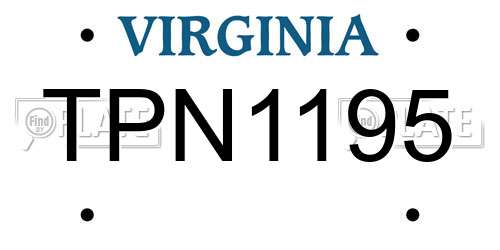 TPN1195 Virginia License Plate