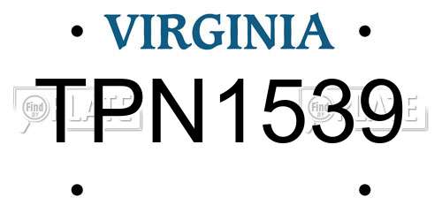 TPN1539 Virginia License Plate