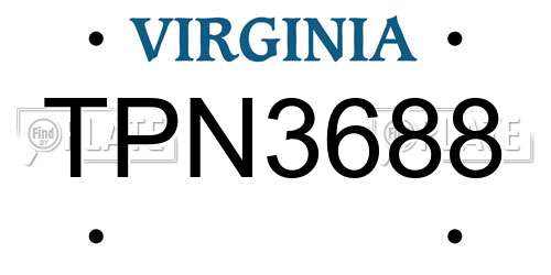 TPN3688 Virginia License Plate