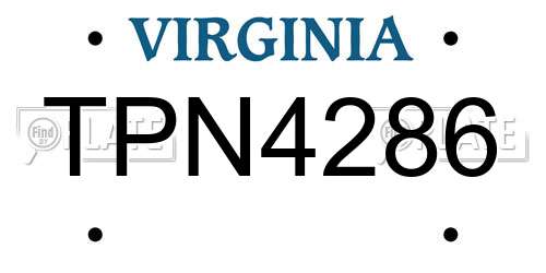TPN4286 Virginia License Plate