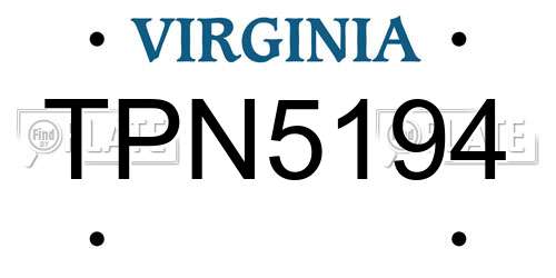 TPN5194 Virginia License Plate