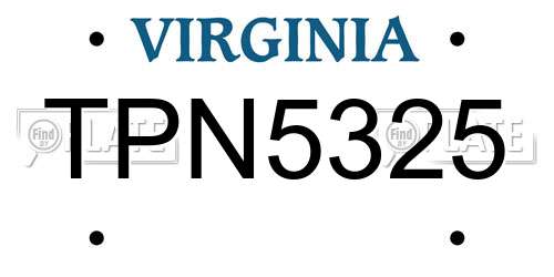 TPN5325 Virginia License Plate