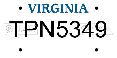 TPN5349 Virginia License Plate