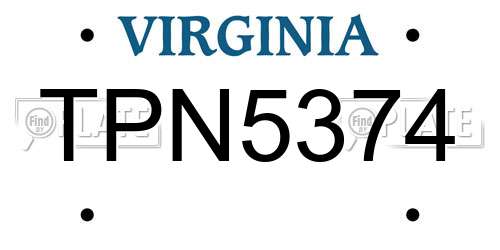TPN5374 Virginia License Plate