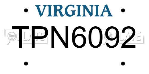 TPN6092 Virginia License Plate