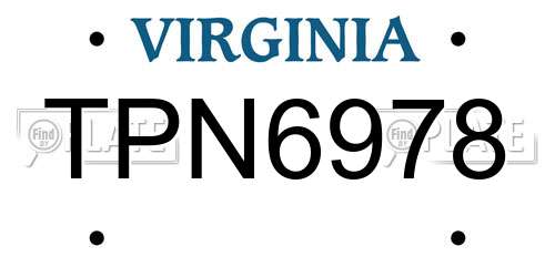 TPN6978 Virginia License Plate
