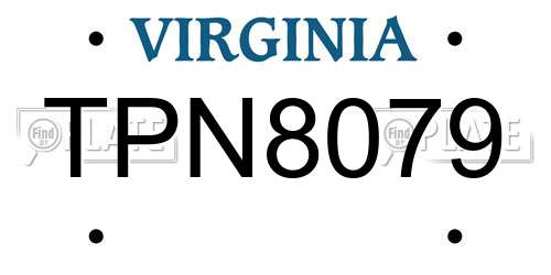TPN8079 Virginia License Plate
