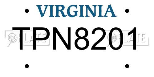 TPN8201 Virginia License Plate