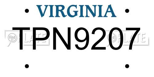 TPN9207 Virginia License Plate
