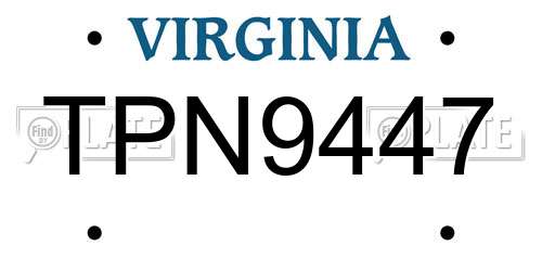 TPN9447 Virginia License Plate