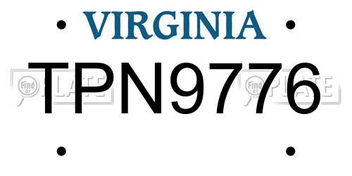 TPN9776 Virginia License Plate