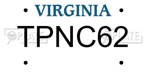 TPNC62 Virginia License Plate