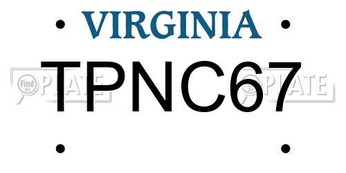 TPNC67 Virginia License Plate