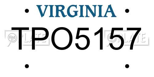 TPO5157 Virginia License Plate