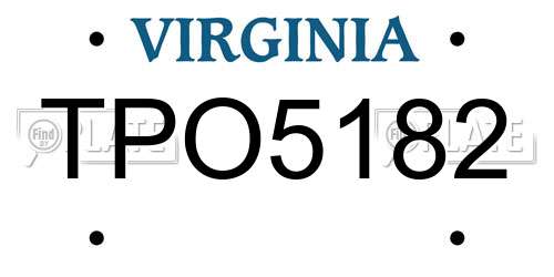 TPO5182 Virginia License Plate