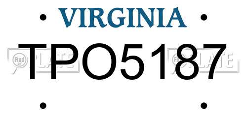 TPO5187 Virginia License Plate