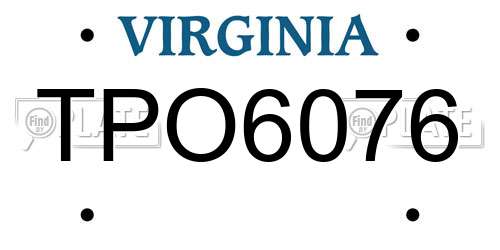 TPO6076 Virginia License Plate