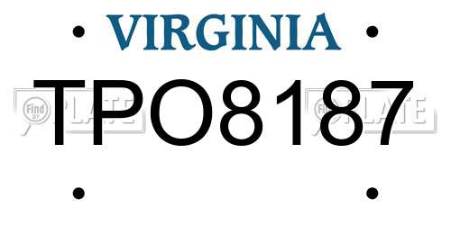 TPO8187 Virginia License Plate