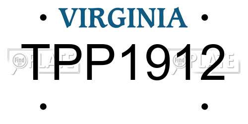 TPP1912 Virginia License Plate