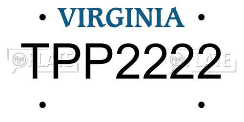 TPP2222 Virginia License Plate