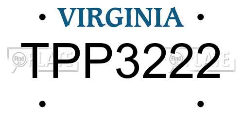 TPP3222 Virginia License Plate