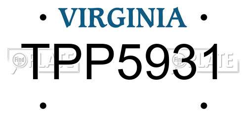 TPP5931 Virginia License Plate