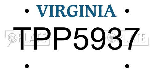 TPP5937 Virginia License Plate