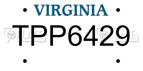 TPP6429 Virginia License Plate