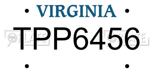 TPP6456 Virginia License Plate
