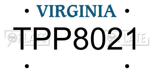 TPP8021 Virginia License Plate