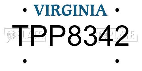 TPP8342 Virginia License Plate