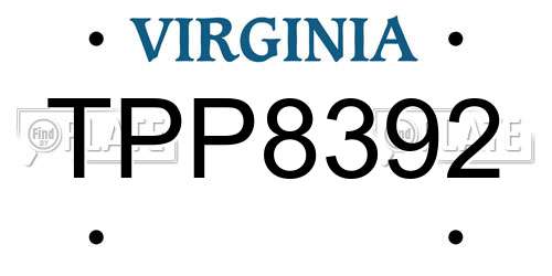 TPP8392 Virginia License Plate