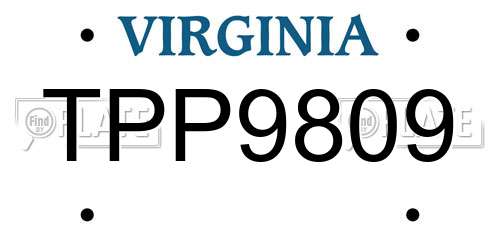 TPP9809 Virginia License Plate