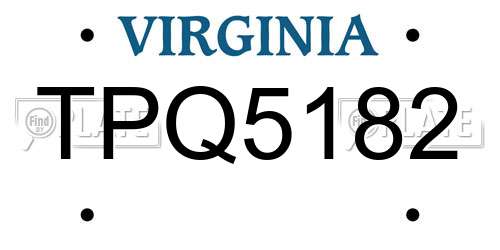 TPQ5182 Virginia License Plate
