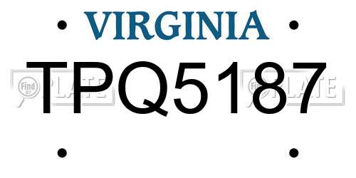 TPQ5187 Virginia License Plate