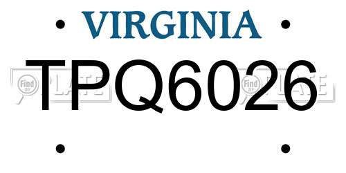 TPQ6026 Virginia License Plate