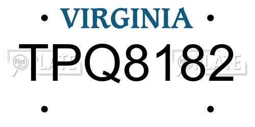 TPQ8182 Virginia License Plate