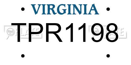 TPR1198 Virginia License Plate
