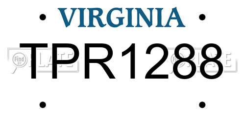 TPR1288 Virginia License Plate