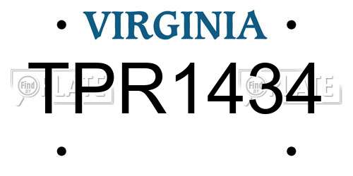 TPR1434 Virginia License Plate