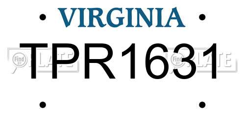TPR1631 Virginia License Plate