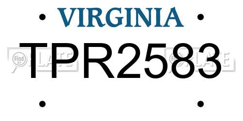 TPR2583 Virginia License Plate