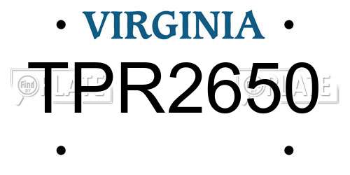 TPR2650 Virginia License Plate